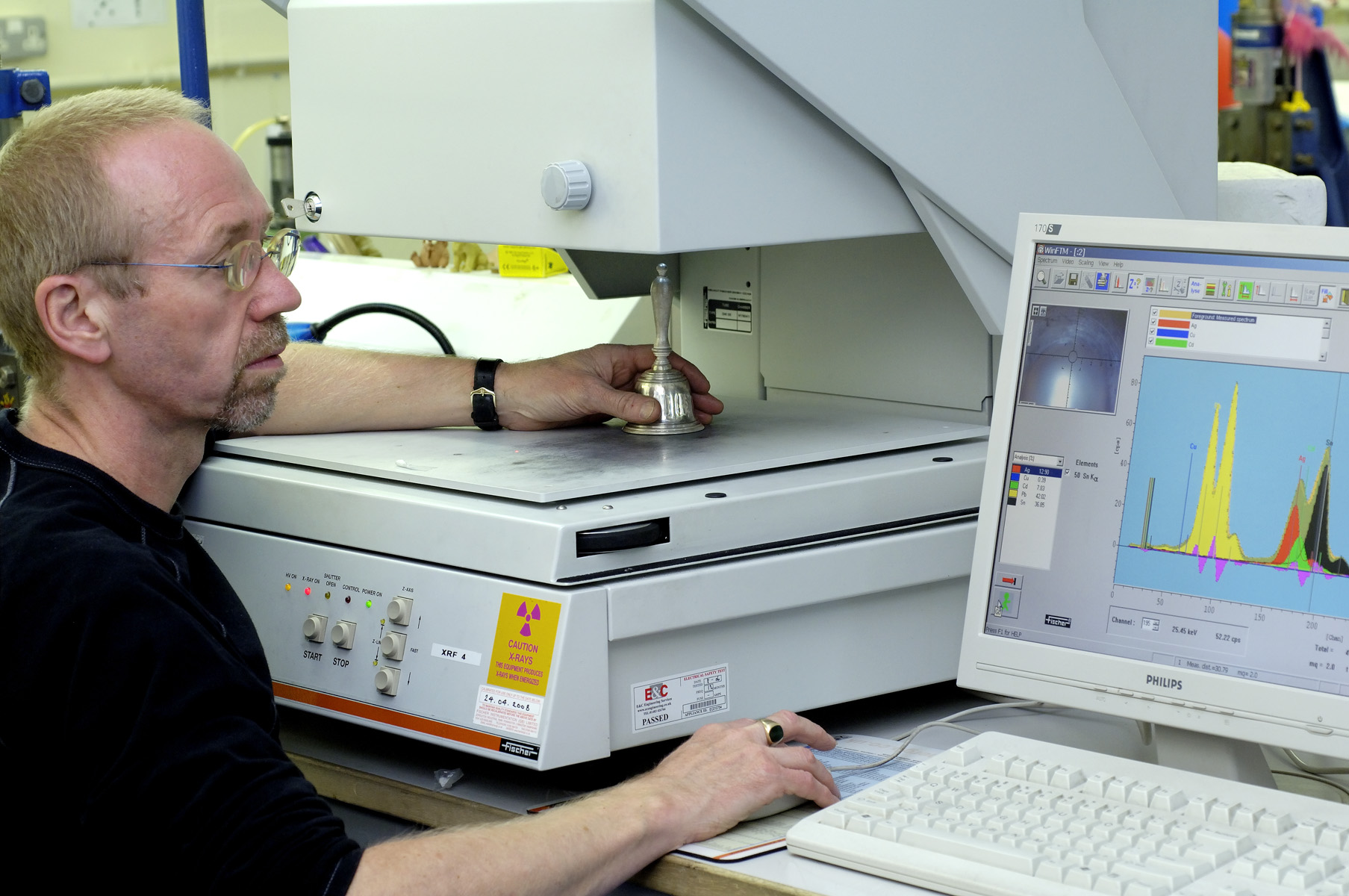 X-ray florescent spectrometer giving reading of allow contents