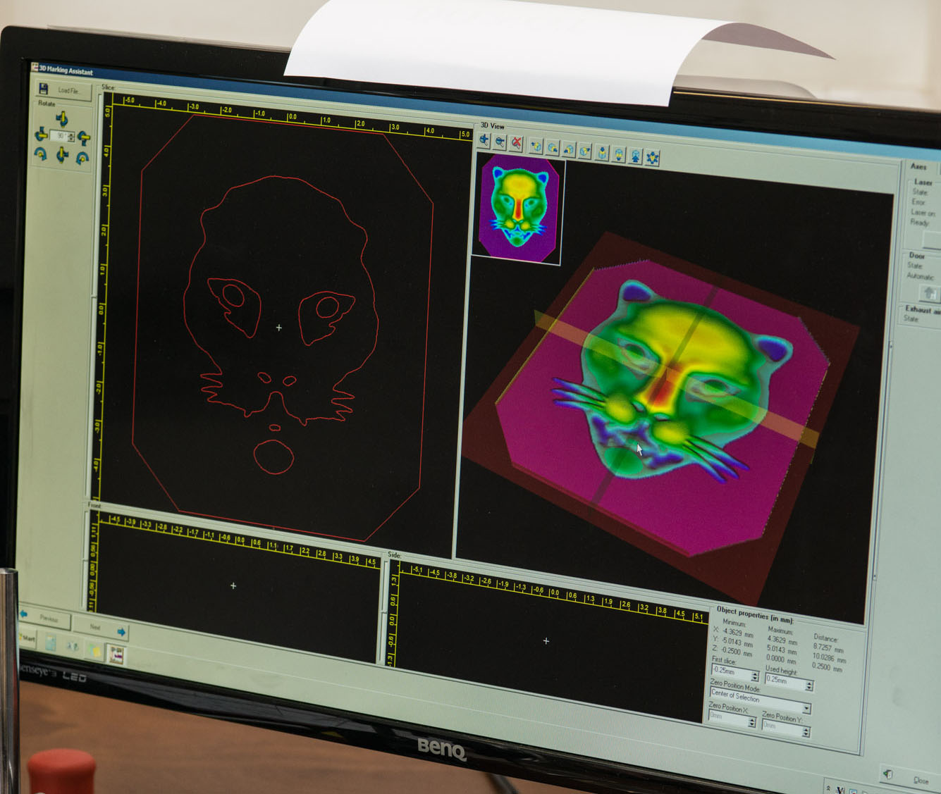 Townmark set up on computer package in readiness for laser application