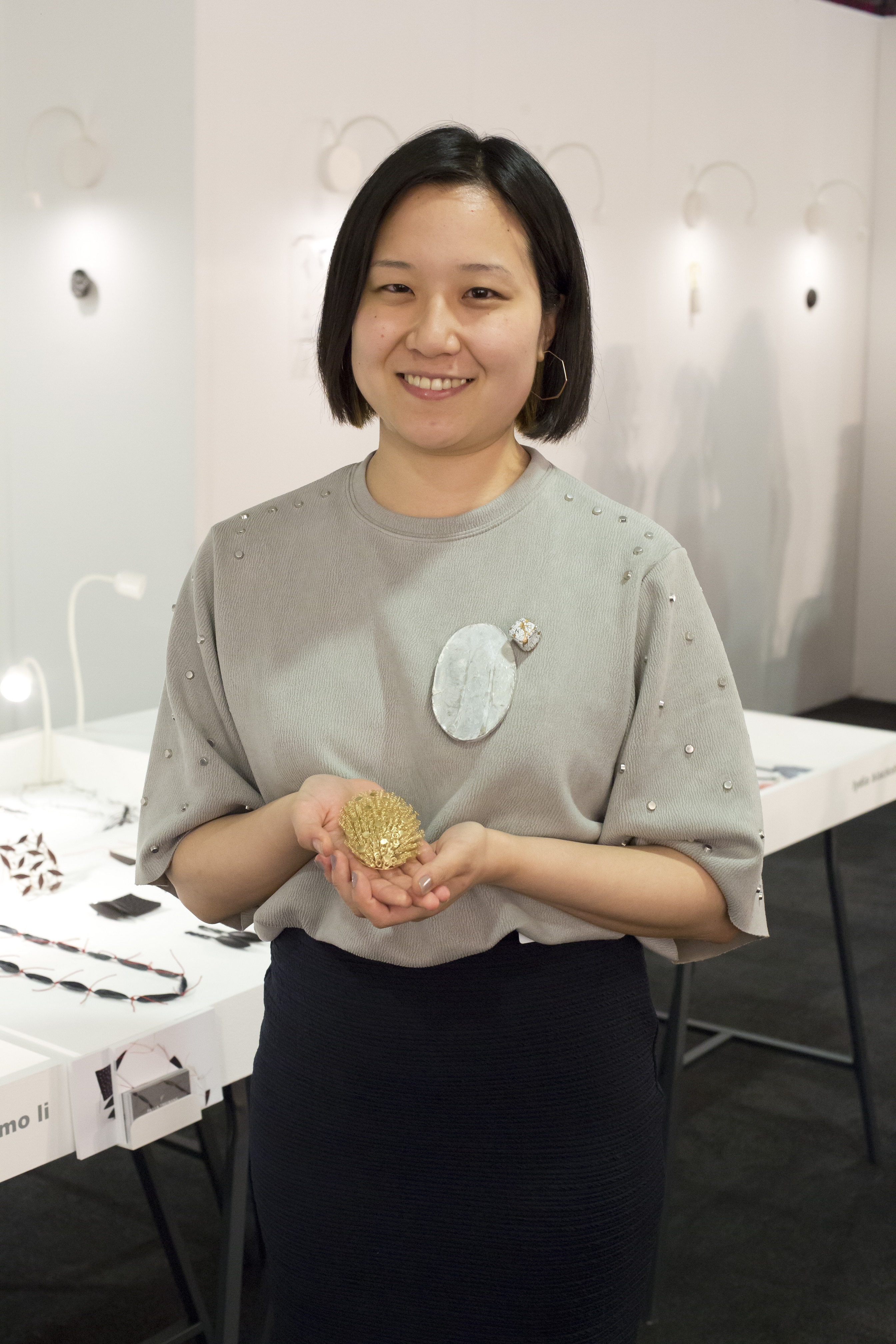 Miki Asai, winner of the 2017 New Designers Goldsmiths' Company Jewellery Award.Photography by thedpc.com